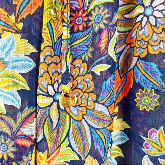 Bleu Rod Beattie Multicolor Floral Ruffle Swim Coverup Pants Womens Size 6 - Picture 3 of 9